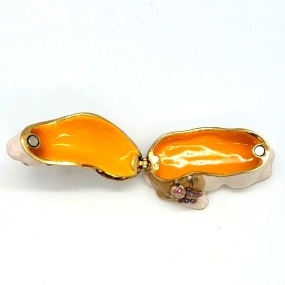 Enamel Vintage Floral Butterfly Bejeweled Rabbit Hinged Trinket Box - Picture 10 of 10